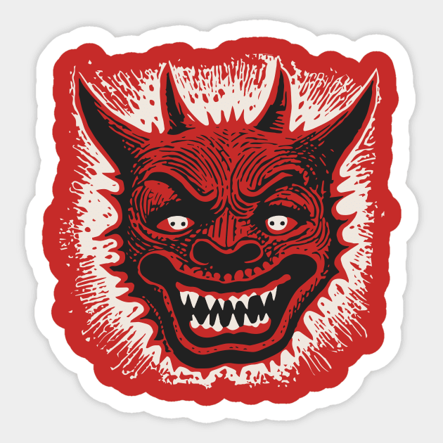 Lino Cut Devil Sticker by n23tees